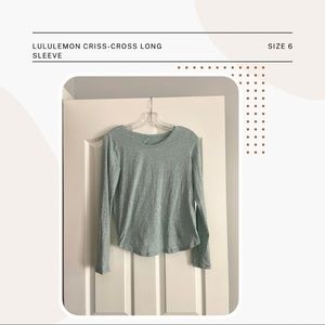lululemon light green/ green-gray colored crossed back long sleeve tee